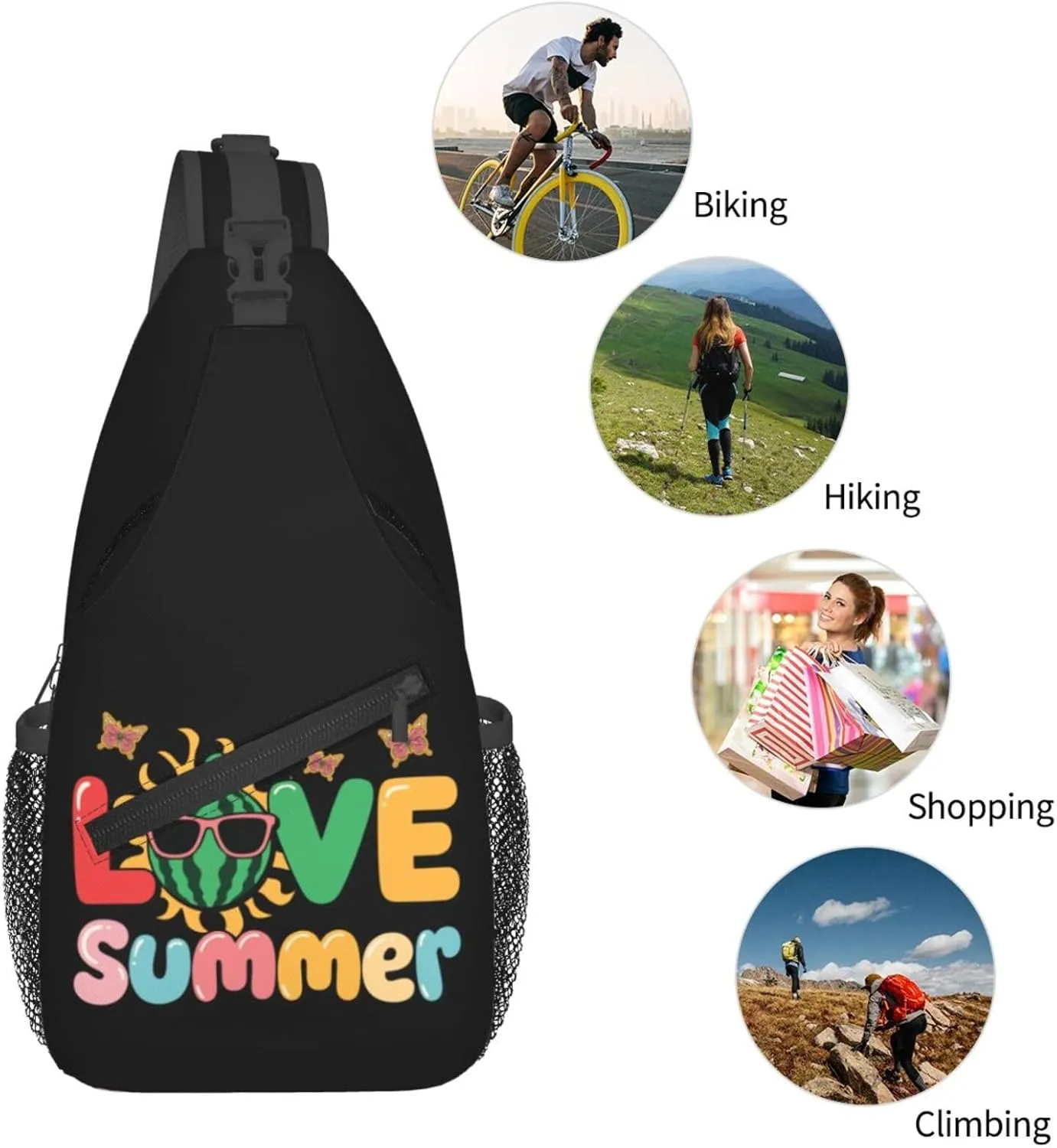 Cute Unicorns Crossbody Bag Adjustable Sling Bag Casual Chest Bags Travel Shoulder Backpack