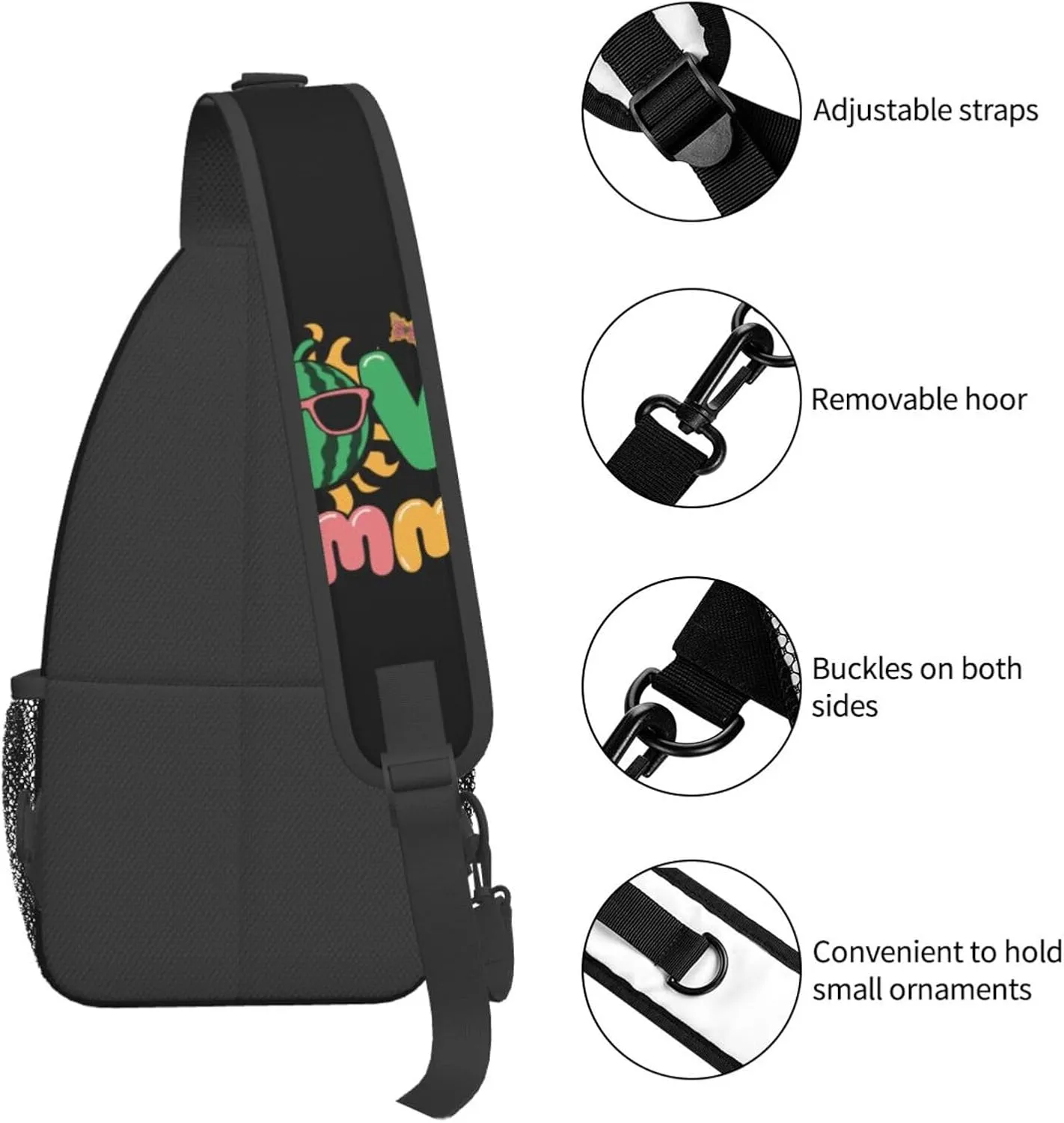 Cute Unicorns Crossbody Bag Adjustable Sling Bag Casual Chest Bags Travel Shoulder Backpack