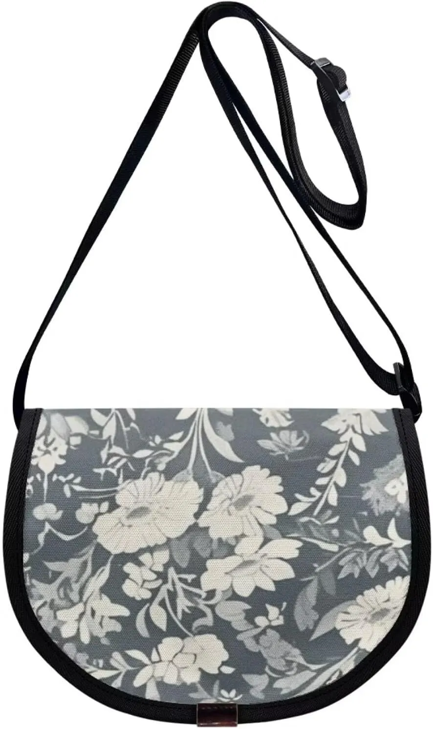 Dahlia Flower Women Cross Body Bag, Winter Forest Casual Shoulder Bag, Gothic Rose Satchel Messenger Bags with Strap