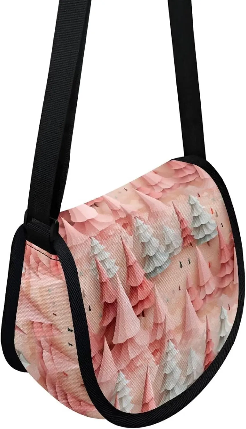Dahlia Flower Women Cross Body Bag, Winter Forest Casual Shoulder Bag, Gothic Rose Satchel Messenger Bags with Strap