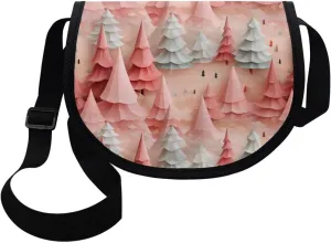 Dahlia Flower Women Cross Body Bag, Winter Forest Casual Shoulder Bag, Gothic Rose Satchel Messenger Bags with Strap