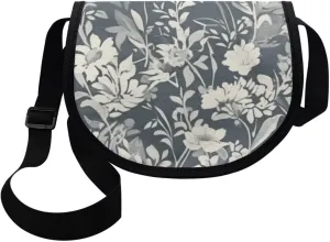 Dahlia Flower Women Cross Body Bag, Winter Forest Casual Shoulder Bag, Gothic Rose Satchel Messenger Bags with Strap