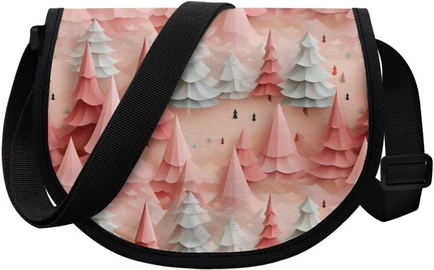 Dahlia Flower Women Cross Body Bag, Winter Forest Casual Shoulder Bag, Gothic Rose Satchel Messenger Bags with Strap