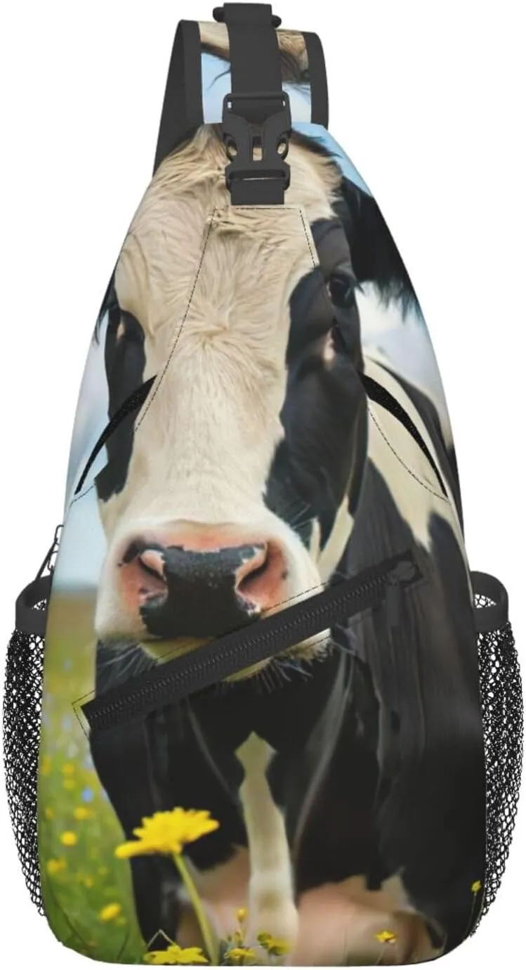 Dairy Cow Print Cross Chest Bag Diagonally,Sling Bag,Shoulder Bag For Travel, Hiking, Work
