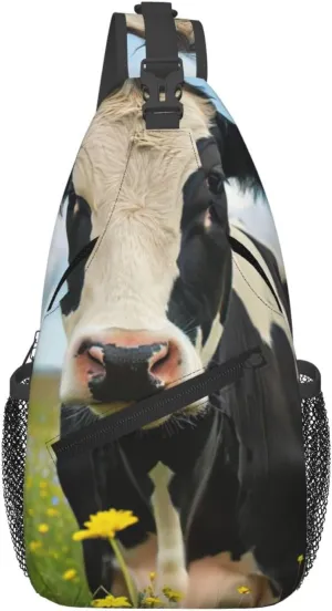 Dairy Cow Print Cross Chest Bag Diagonally,Sling Bag,Shoulder Bag For Travel, Hiking, Work
