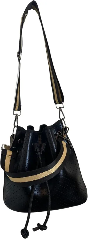 Dallas Hill Designs Crossbody Bucket Purse for Women | Neoprene Handbag | Drawstring Hobo Shoulder Bag | Plus Extra Pouch