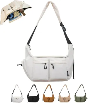 Dallaswind Large Capacity Messenger Canvas Bag, Large Crossbody Bag Shoulder Purse, Vintage Water Resistant Canvas Satchel