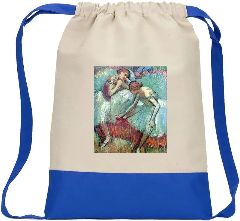 Dancers In Green Degas Canvas Backpack Color Drawstring Bag Royal Blue