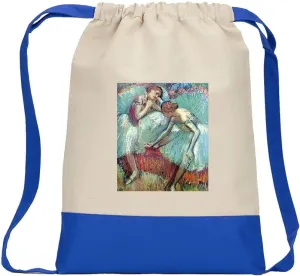 Dancers In Green Degas Canvas Backpack Color Drawstring Bag Royal Blue