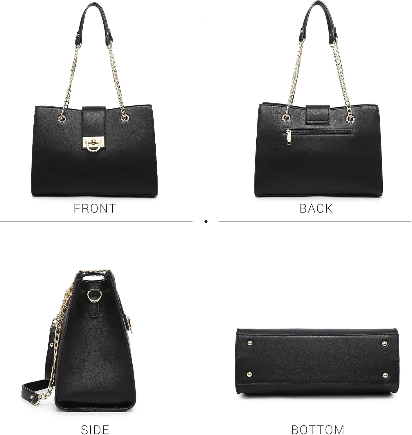 Dasein Leather Handbag Tote Hobo Bag for Women Shoulder Purse Top Handle Satchel Bag with Matching Clutch