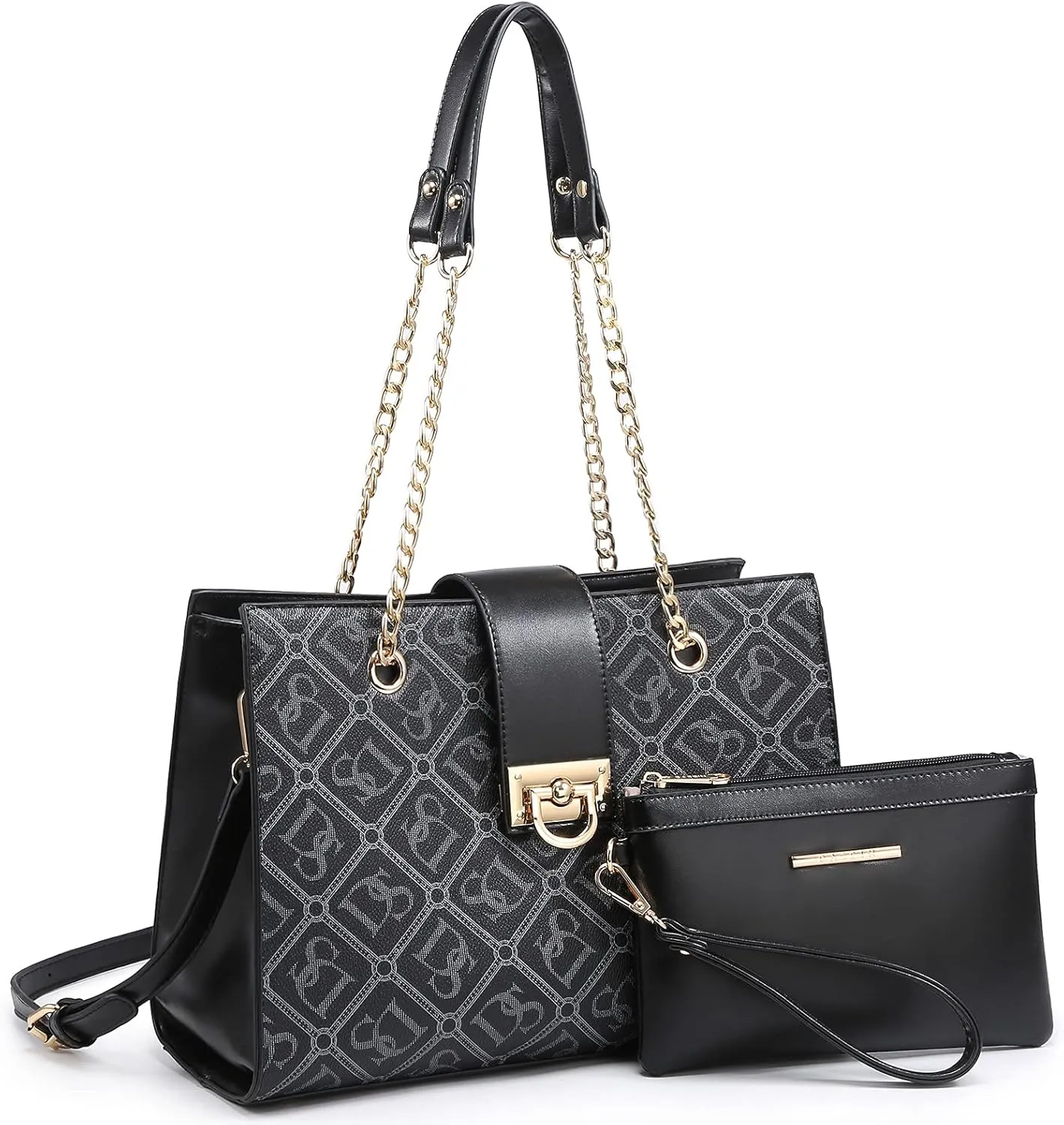 Dasein Leather Handbag Tote Hobo Bag for Women Shoulder Purse Top Handle Satchel Bag with Matching Clutch