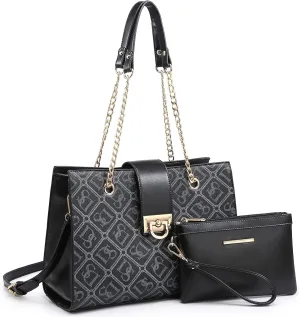 Dasein Leather Handbag Tote Hobo Bag for Women Shoulder Purse Top Handle Satchel Bag with Matching Clutch