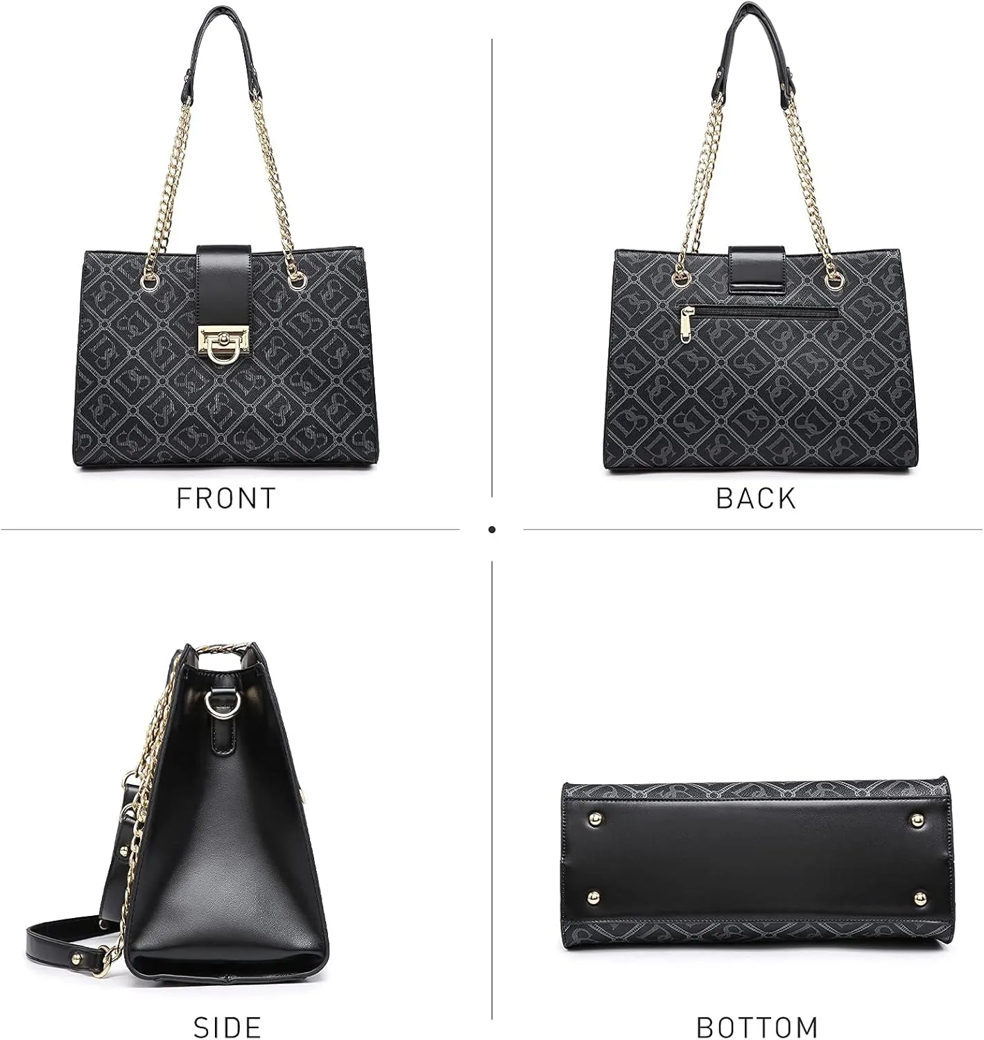 Dasein Leather Handbag Tote Hobo Bag for Women Shoulder Purse Top Handle Satchel Bag with Matching Clutch