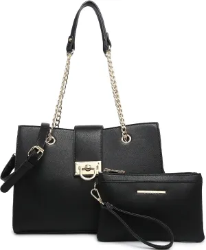 Dasein Leather Handbag Tote Hobo Bag for Women Shoulder Purse Top Handle Satchel Bag with Matching Clutch