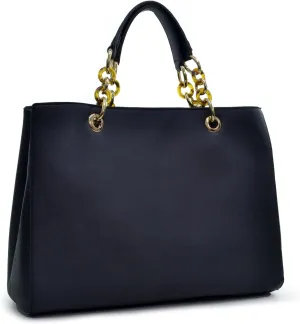 Dasein Womens Top Handle Handbag Satchel Purse Structured Work Tote Bag Shoulder Bag (Black)