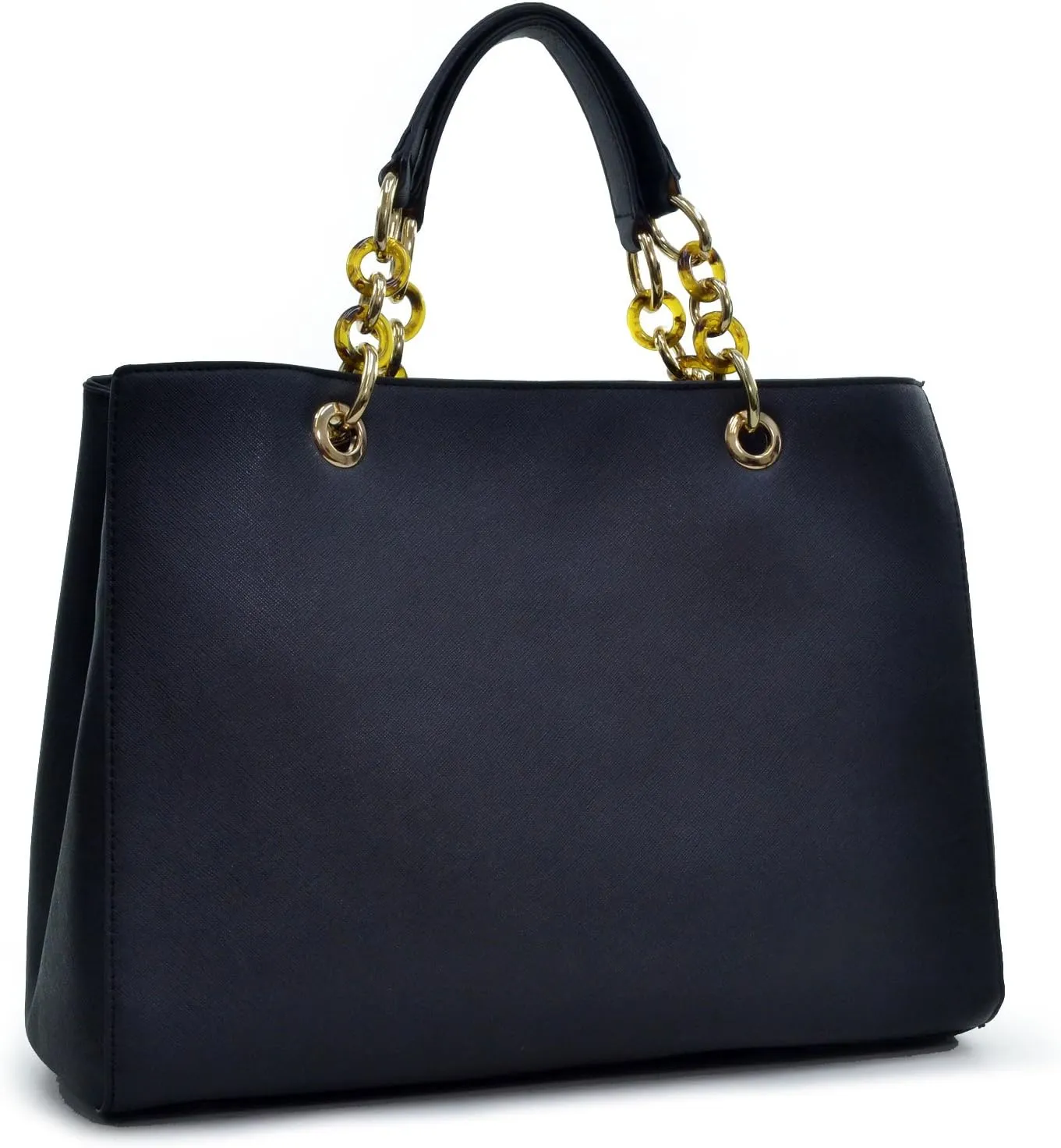 Dasein Womens Top Handle Handbag Satchel Purse Structured Work Tote Bag Shoulder Bag (Black)