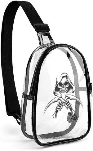 Death Grim Reaper Clear Sling Bag Stadium Crossbody Bags Purses for Women Men with Adjustable Strap