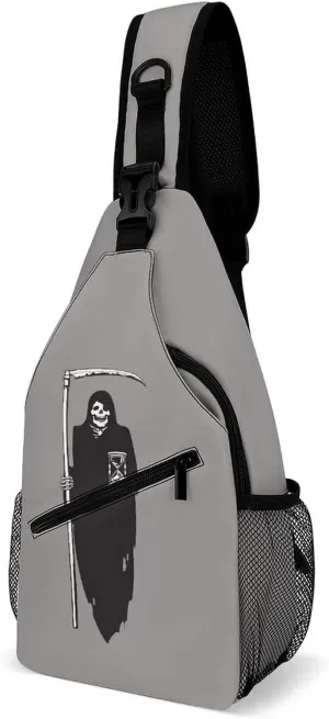 Death Scythe Grim Reaper Crossbody Sling Bag Outdoor Casual Fashion Chest Bags Small Travel Daypack for Women Men