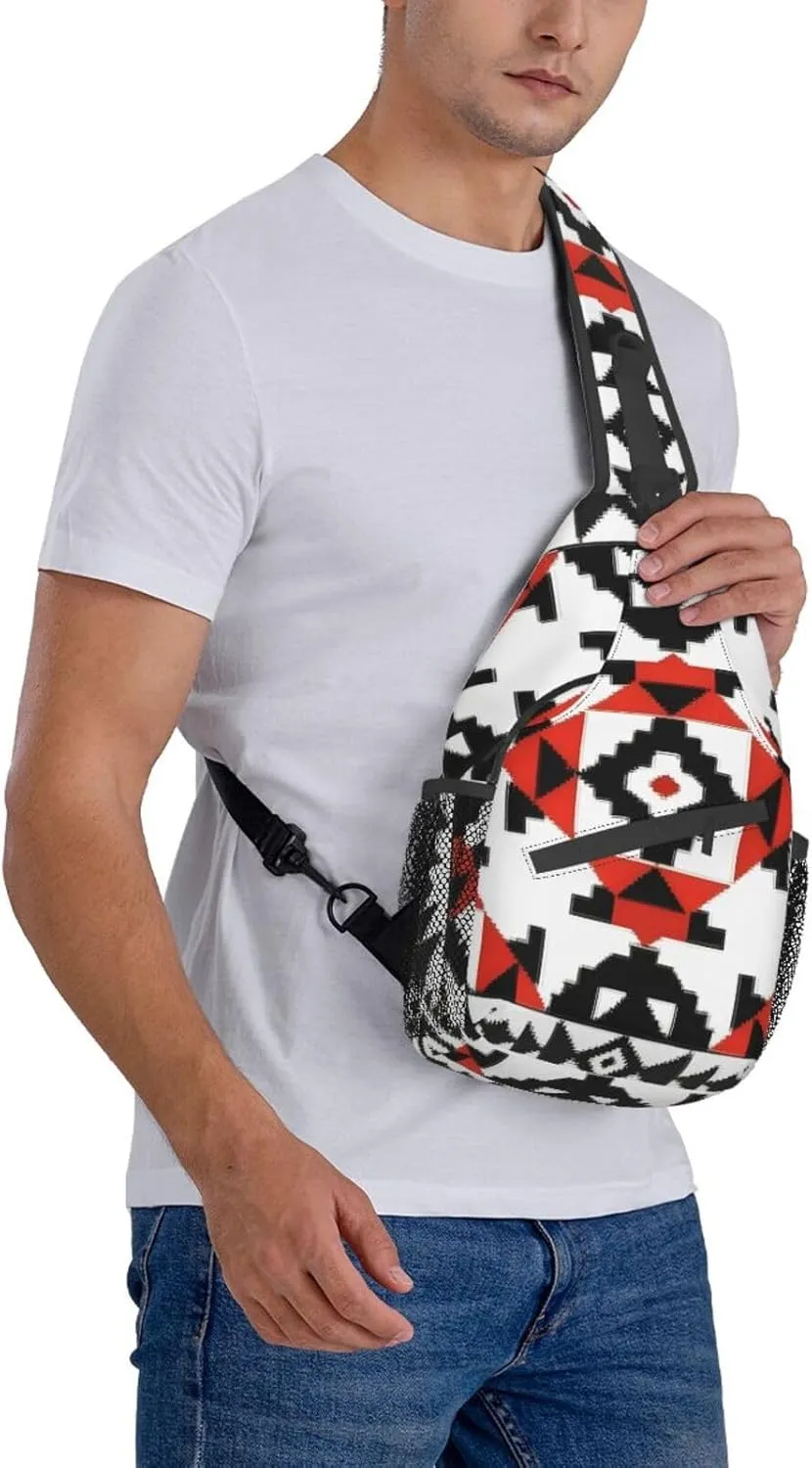 Decorative art Print Sling Backpack, Sling Bag, Crossbody Chest Bag Daypack, for Hiking Travel