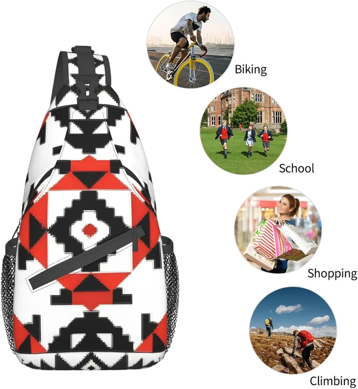 Decorative art Print Sling Backpack, Sling Bag, Crossbody Chest Bag Daypack, for Hiking Travel