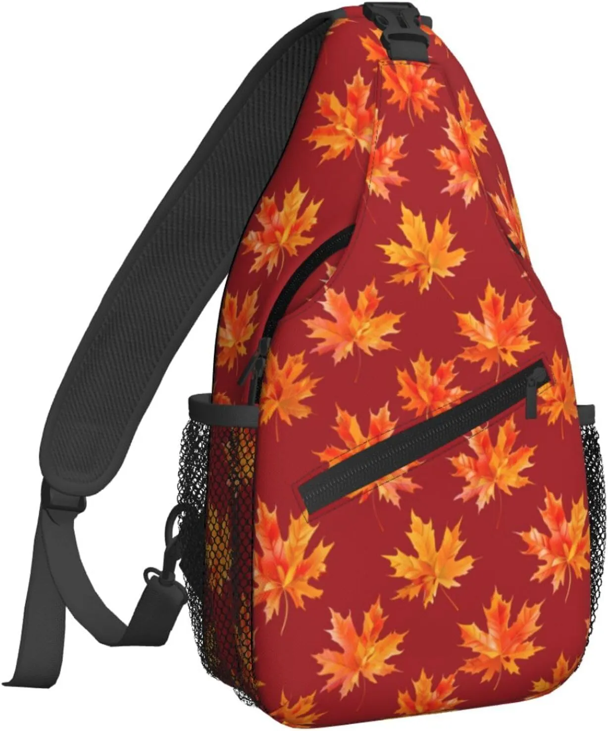 Deep Red Maple Leaves Autumn Sling Bag For Women Crossbody Shoulder Bag Casual Daypack Backpacks Men Chest Bag Gym Cycling Travel Hiking
