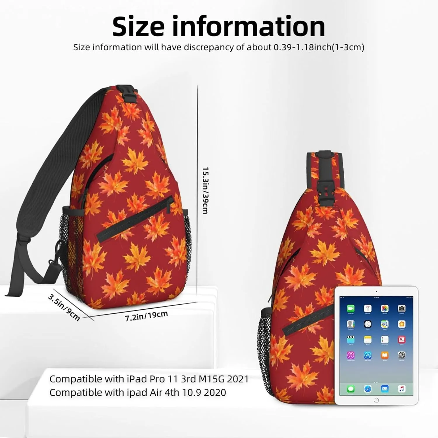 Deep Red Maple Leaves Autumn Sling Bag For Women Crossbody Shoulder Bag Casual Daypack Backpacks Men Chest Bag Gym Cycling Travel Hiking
