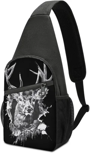 Deer Artwork Wall Crossbody Sling Bags Chest Shoulder Backpack DayPack Handbag