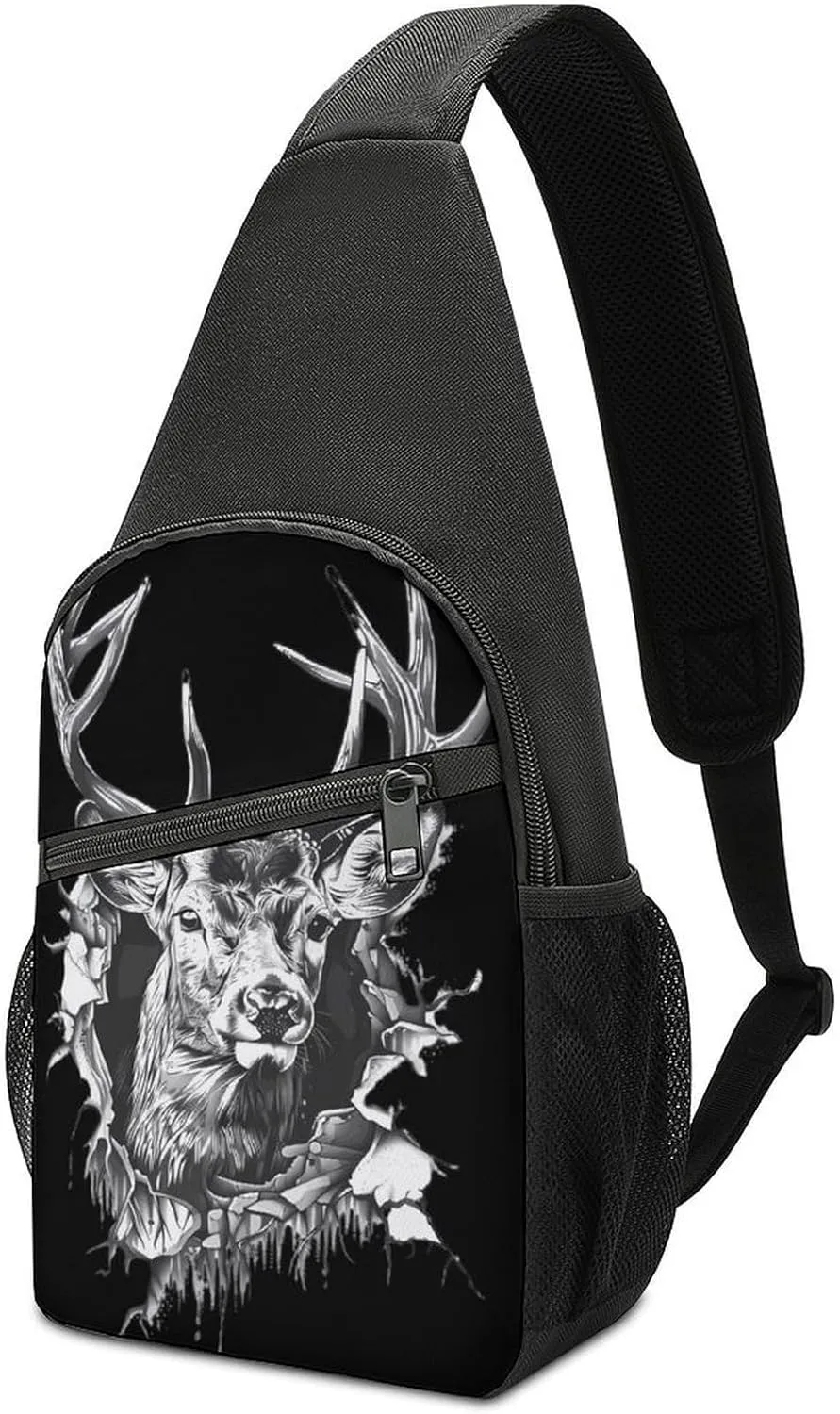 Deer Artwork Wall Crossbody Sling Bags Chest Shoulder Backpack DayPack Handbag