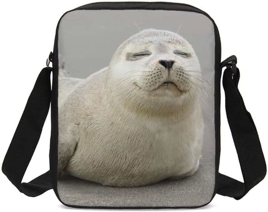 Delerain Seal Pup 3 Pcs Backpack Set for Kids Back to School Bookbag with Lunch Box and Pencil Case Durable Lightweight Travel for Teens Students Boys Girls