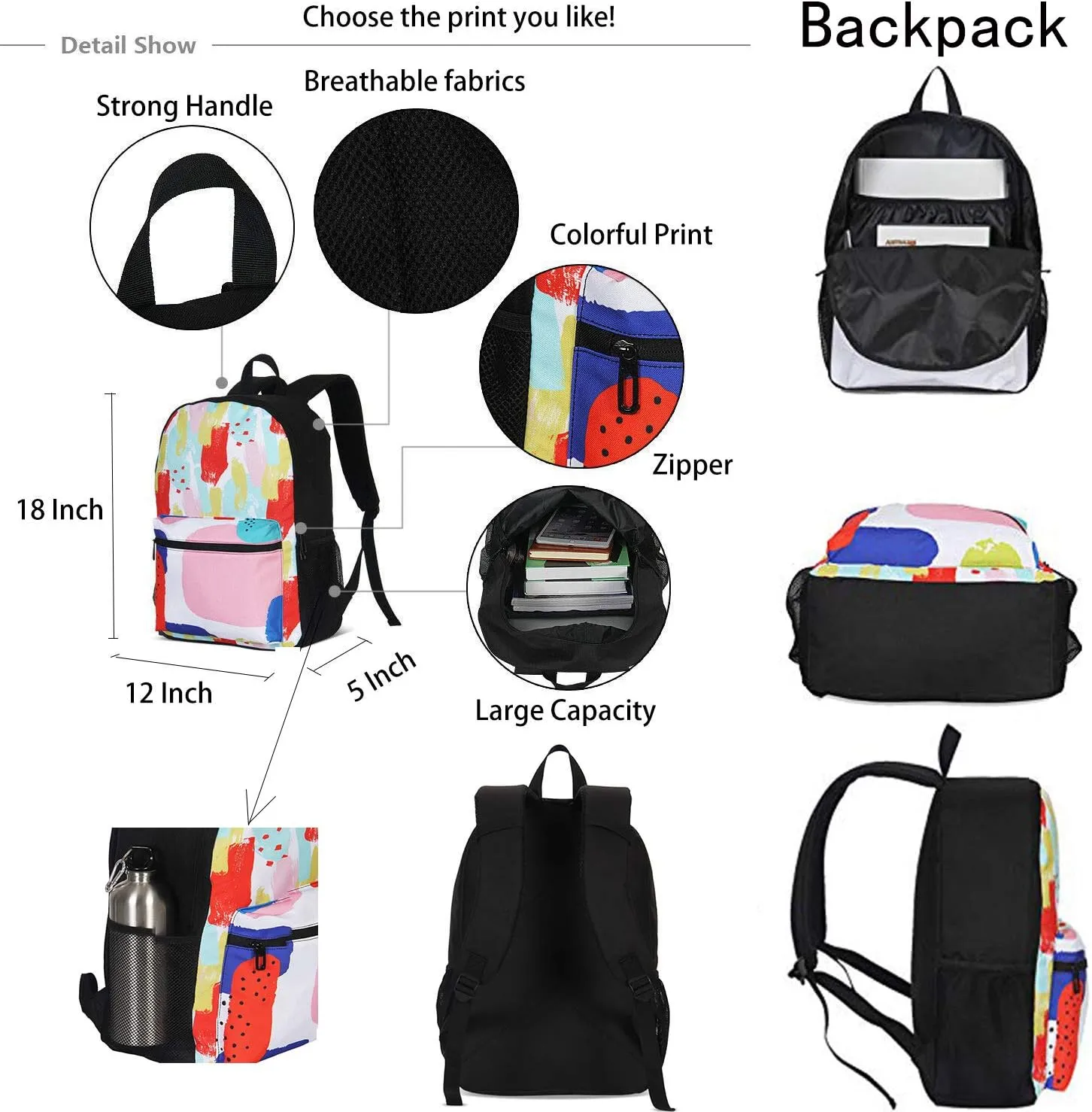 Delerain Seal Pup 3 Pcs Backpack Set for Kids Back to School Bookbag with Lunch Box and Pencil Case Durable Lightweight Travel for Teens Students Boys Girls