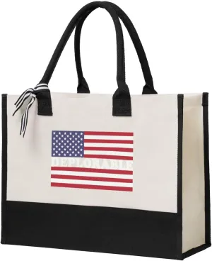 Deplorable American Flag Canvas Tote Bag, Present Bag, Suitable for Wedding, Birthday, Beach, Holiday, is a Great Gift for Women, Mom, Teachers, Ladies, Friends, Bridesmaids