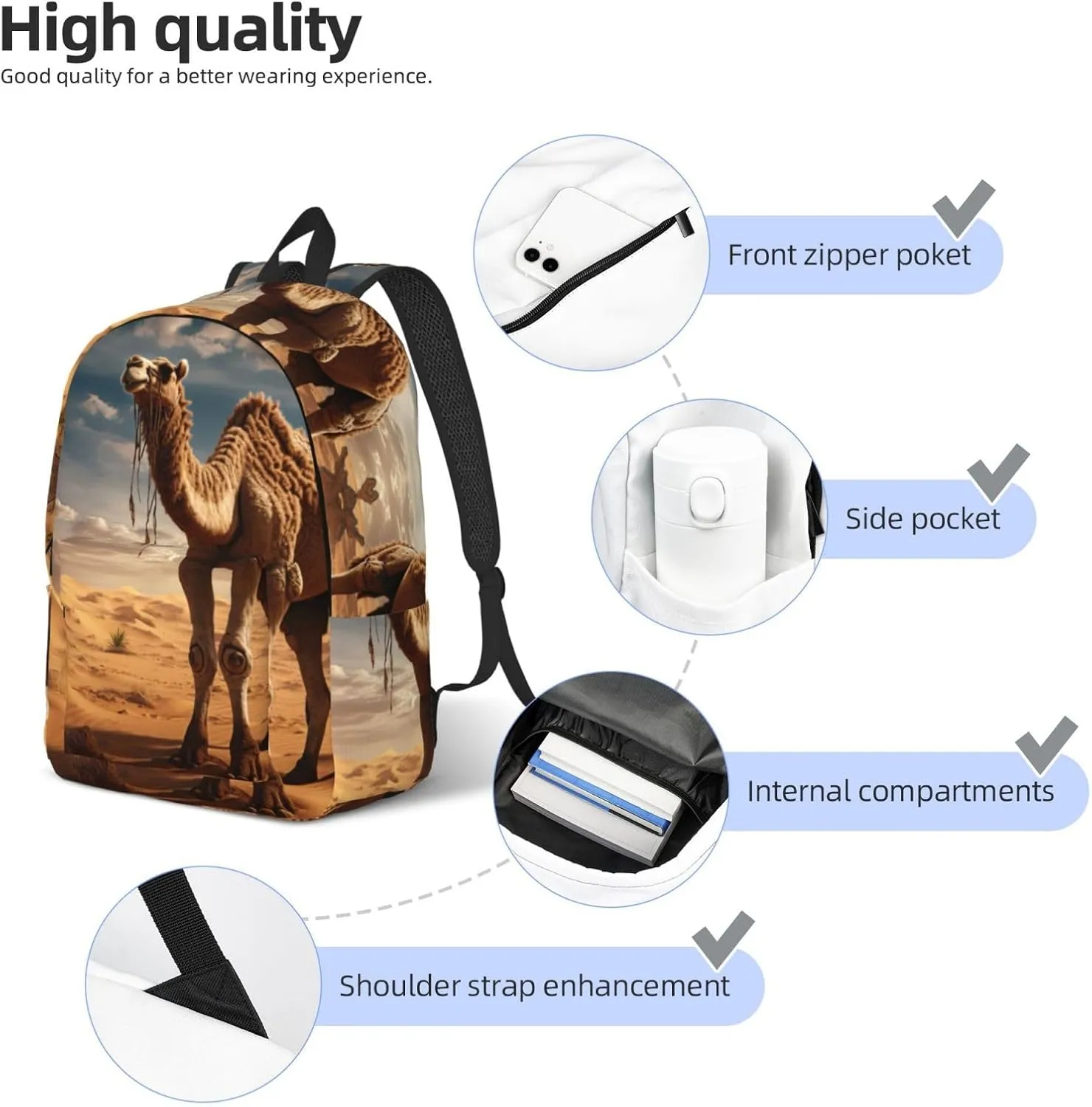 Desert Sand Camel Canvas Casual Lightweight Duffel Bag, Fashion Duffel Bag, Unisex Travel Backpack