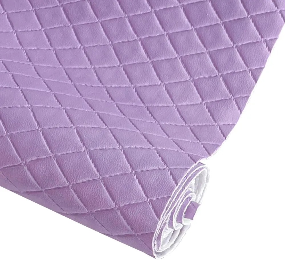 Diamond Quilted Pattern Artificial Faux Leather 11.8x53inch (30x135cm) Super Soft Craft Supplies Synthetic Leather DIY Hair Bows, Handbags and Craft Supplies (Violet)