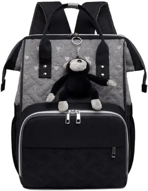Diaper Backpack Large Diaper Bag Portable Nappy Bag Travel Baby Bag With USB Charging Port (Black1)