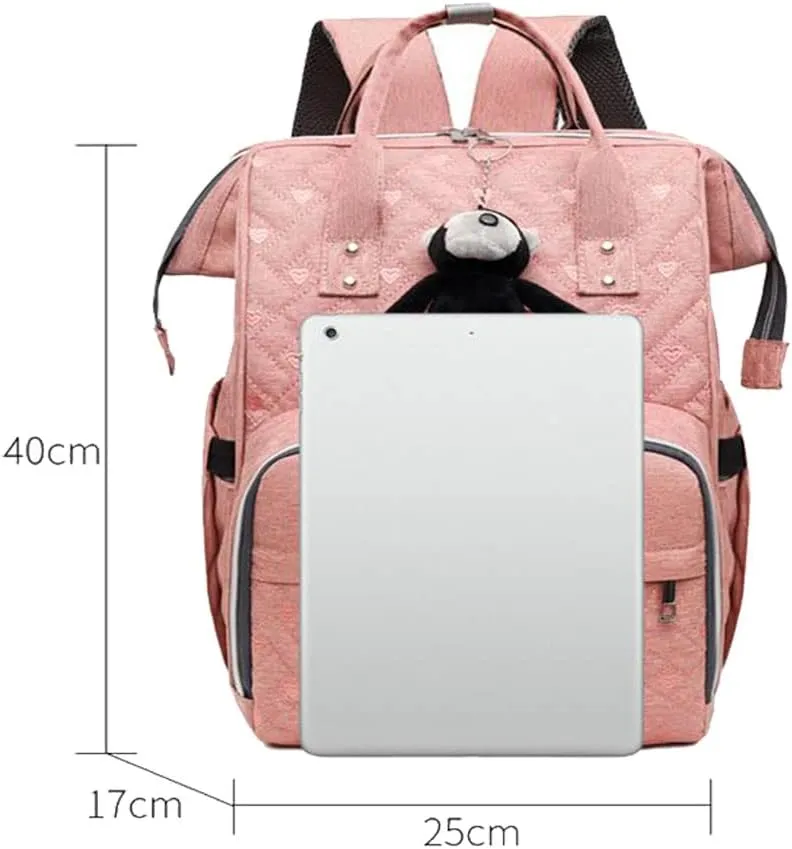 Diaper Backpack Large Diaper Bag Portable Nappy Bag Travel Baby Bag With USB Charging Port (Black1)