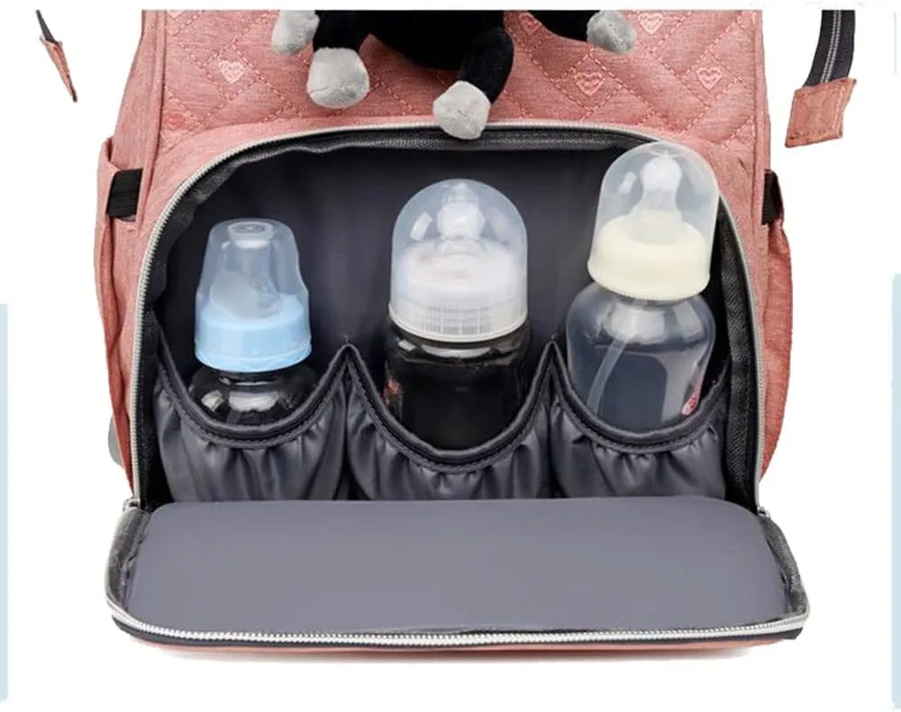 Diaper Backpack Large Diaper Bag Portable Nappy Bag Travel Baby Bag With USB Charging Port (Black1)
