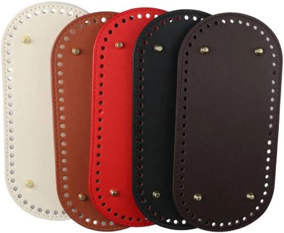 diyhub 5Pcs Oval Purse Bottom for Crochet PU Leather Bag Bottom Shaper Pad for DIY Bag Shoulder Bags Purse