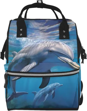 Dolphin Sea Animal Diaper Bag Backpack for Women Waterproof Mummy Backpack Large Nappy Bag Nursing Bag