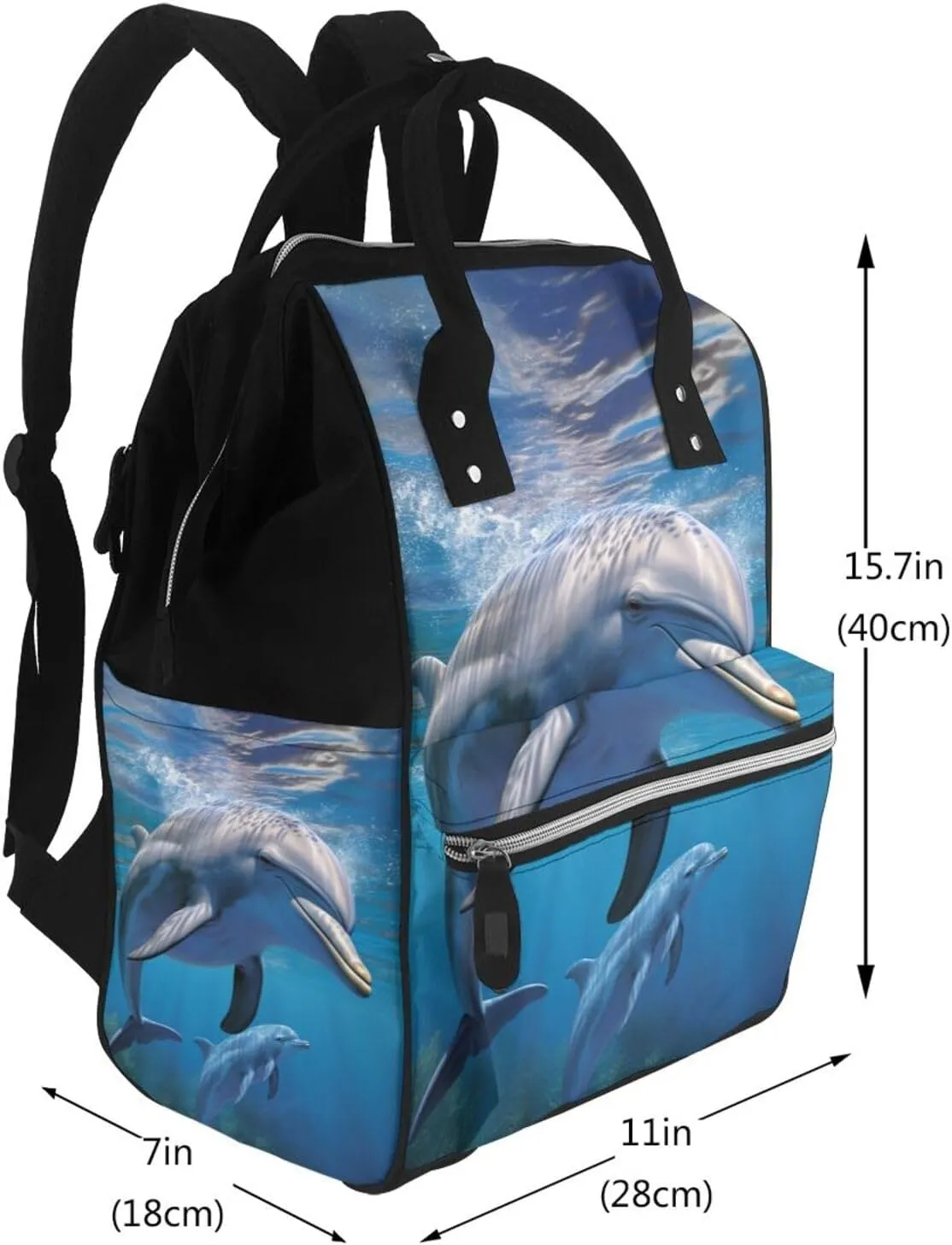 Dolphin Sea Animal Diaper Bag Backpack for Women Waterproof Mummy Backpack Large Nappy Bag Nursing Bag