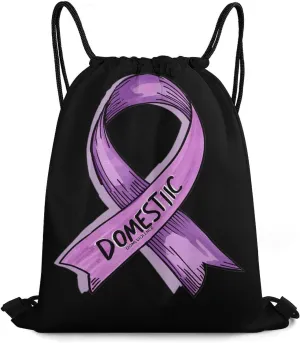 Domestic Violence Awareness Ribbon Drawstring Backpack Durable String Bag Sports Sackpack Cinch Bags for Gym Travel