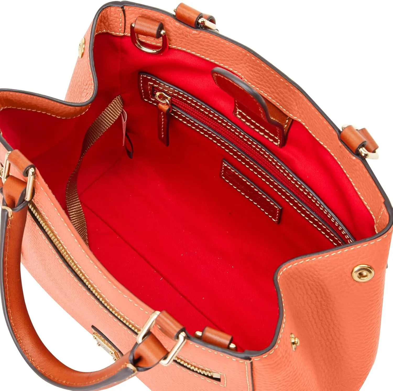 Dooney & Bourke Designer Handbags for Women, Pebble Grain Leather Small Satchel Bag with Crossbody Strap
