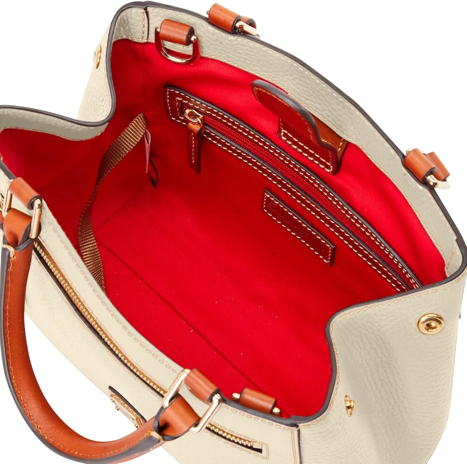 Dooney & Bourke Designer Handbags for Women, Pebble Grain Leather Small Satchel Bag with Crossbody Strap
