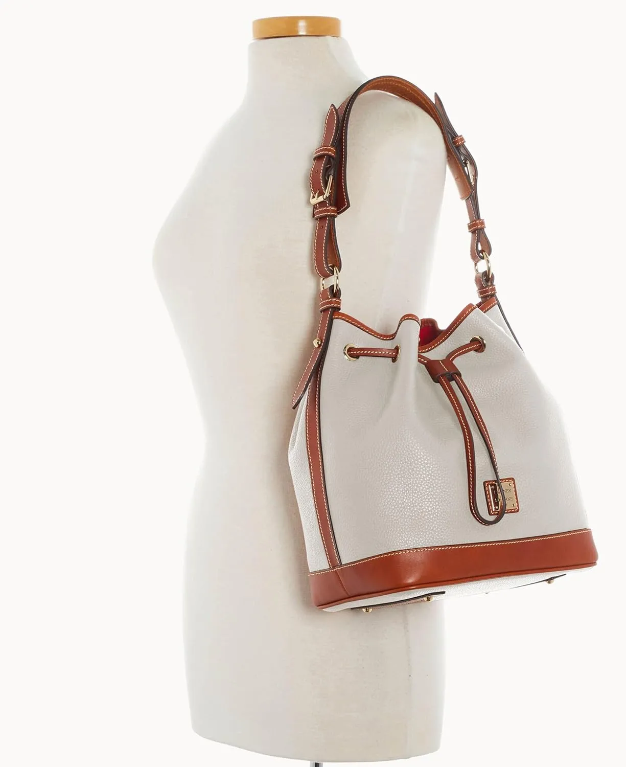 Dooney & Bourke Handbag, Pebble Grain Drawstring - White