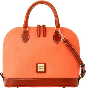 Dooney & Bourke Women's Zip Zip Satchel in Pebble Grain Leather, Large Handbag with Adjustable & Detachable Shoulder Strap
