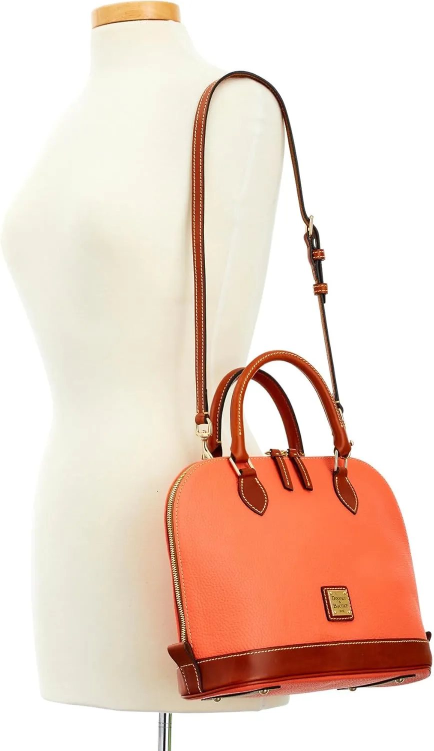 Dooney & Bourke Women's Zip Zip Satchel in Pebble Grain Leather, Large Handbag with Adjustable & Detachable Shoulder Strap