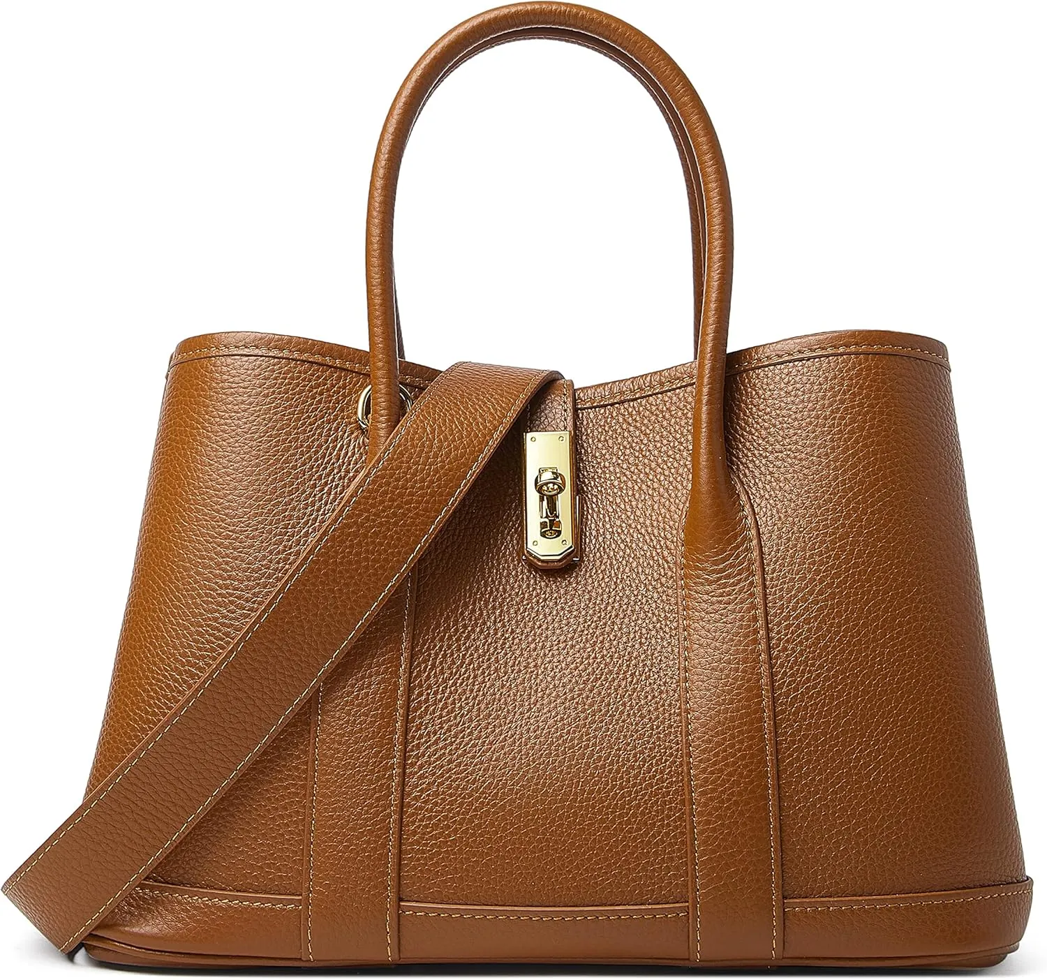 DORIS&JACKY Top Handle Satchel Purse for Women Medium Designer Leather Tote Bag with Wide Long Strap
