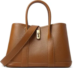 DORIS&JACKY Top Handle Satchel Purse for Women Medium Designer Leather Tote Bag with Wide Long Strap