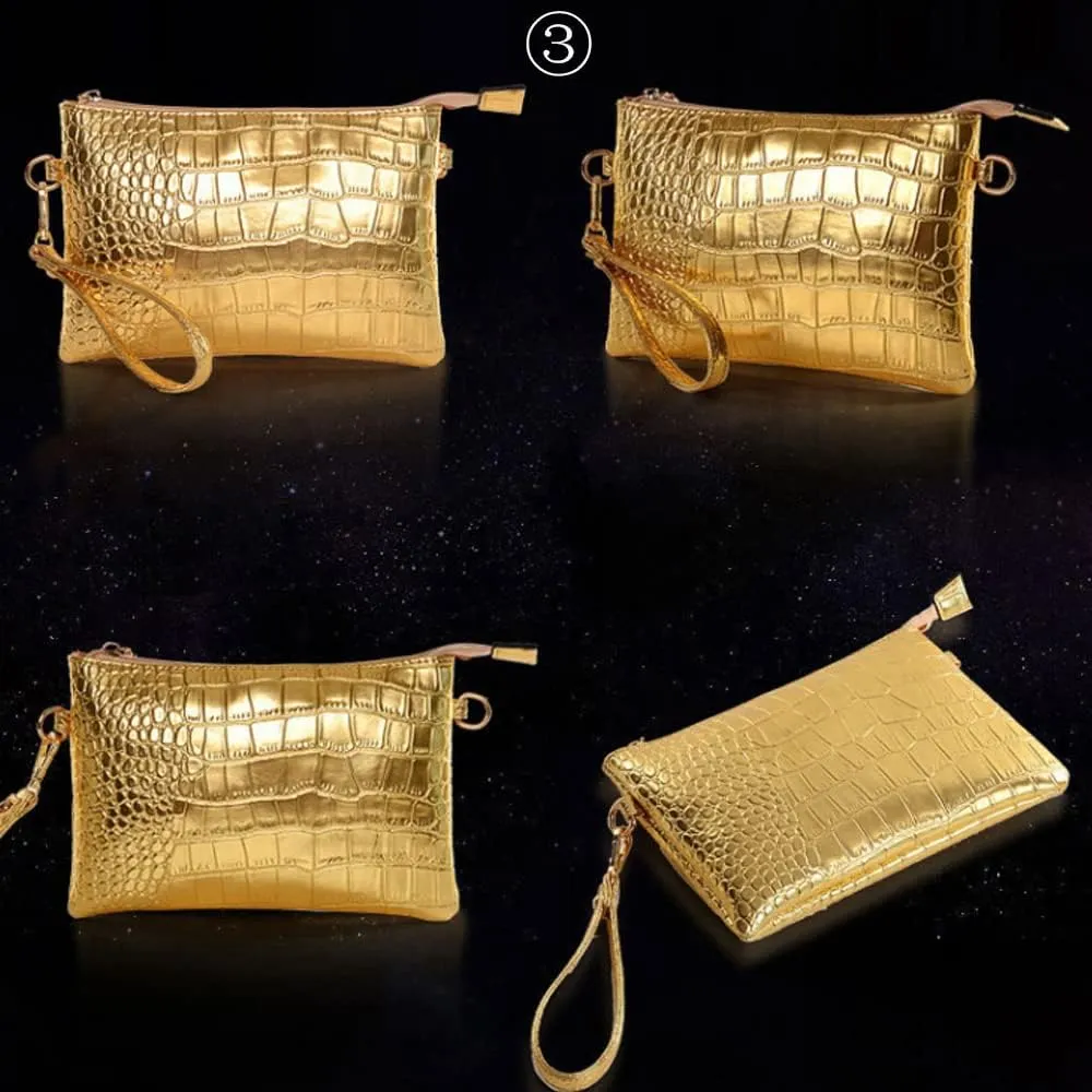 Downupdown 3PC Handbags and Purse for Women Top Handle Bags Satchel Shoulder Totes Boston Bag Wallet Crocodile Pattern Set