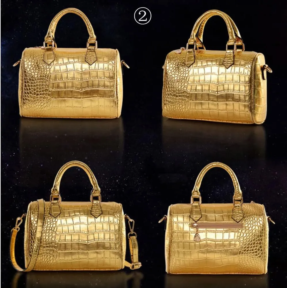 Downupdown 3PC Handbags and Purse for Women Top Handle Bags Satchel Shoulder Totes Boston Bag Wallet Crocodile Pattern Set