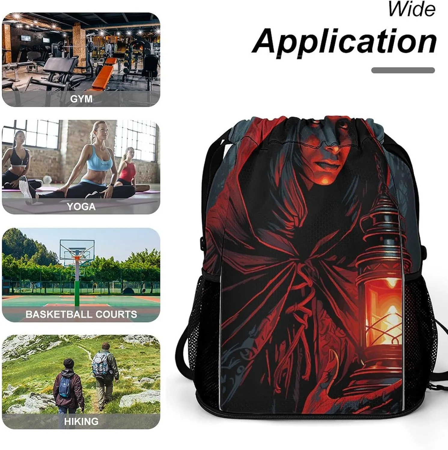 Drawstring Backpack Gym Drawstring Bag for Men Holding A Lantern Draw String Bags Gym Bag Cinch Bag